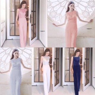 MM11466 Jumpsuit จั้มสูทแขนกุดลูกไม้กางเกงขายาว  Jumpsuit Lace sleeveless jumpsuit and trousers