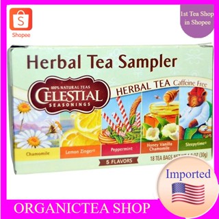 Celestial Seasonings Tea , Herbal Tea Sampler, Caffeine Free, 5 Flavors, 18 Tea Bags💚พร้อมส่ง💜