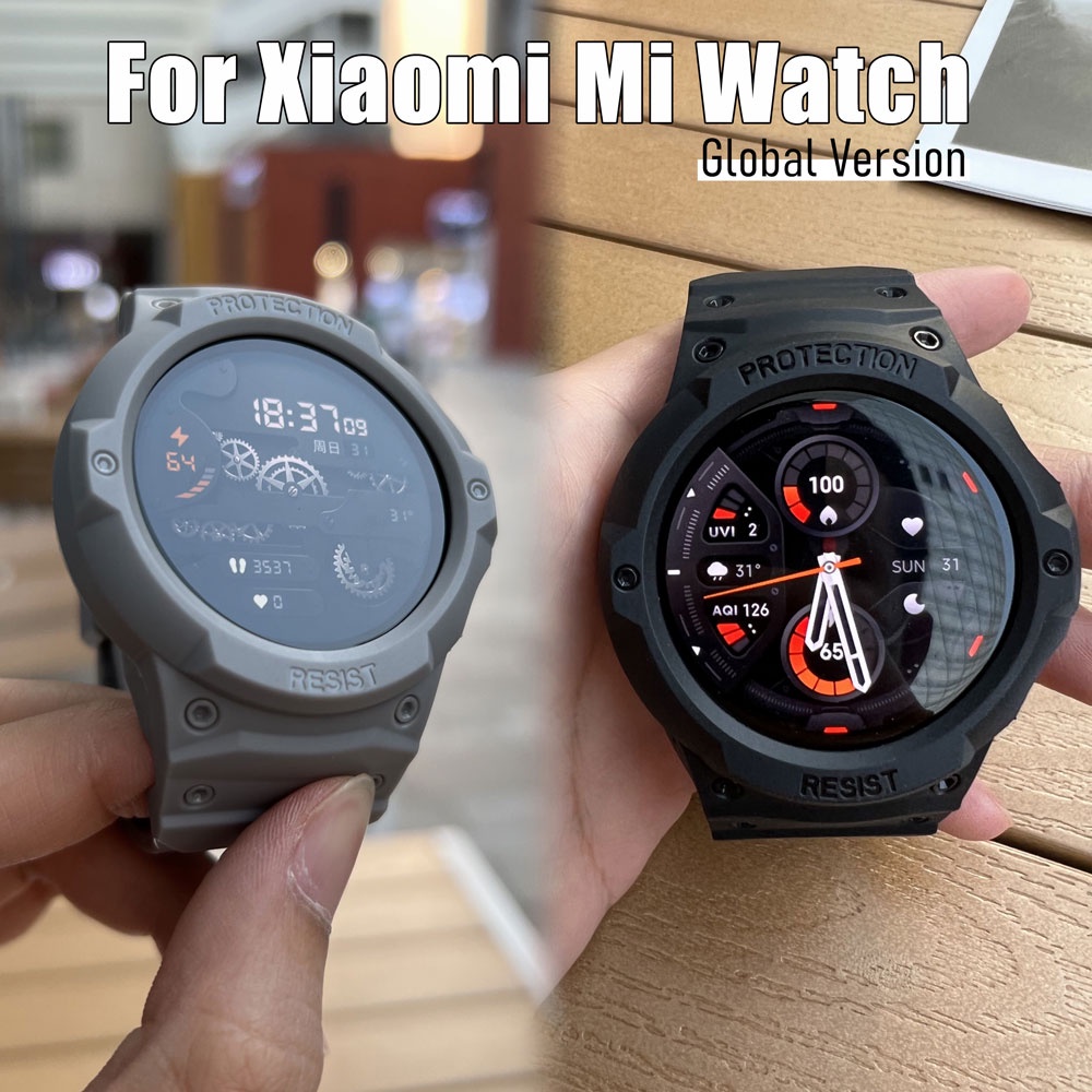 สําหรับ Xiaomi Mi Watch สายทั่วโลก + เคสเกราะ สายนาฬิกาข้อมืออินทิกรัล พร้อมเคสป้องกัน แบบเต็ม สําหรับ Xiaomi Watch Color Sport Edition