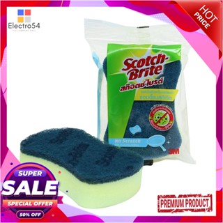 SCRUB ฟองน้ำพร้อมใยขัด SCOTCH-BRITE ANTIBACTERIAL 3x4 นิ้ว สีน้ำเงินSCRUB SPONGE SCOTH-BRITE ANTIBACTERIAL 3X4IN BLUE