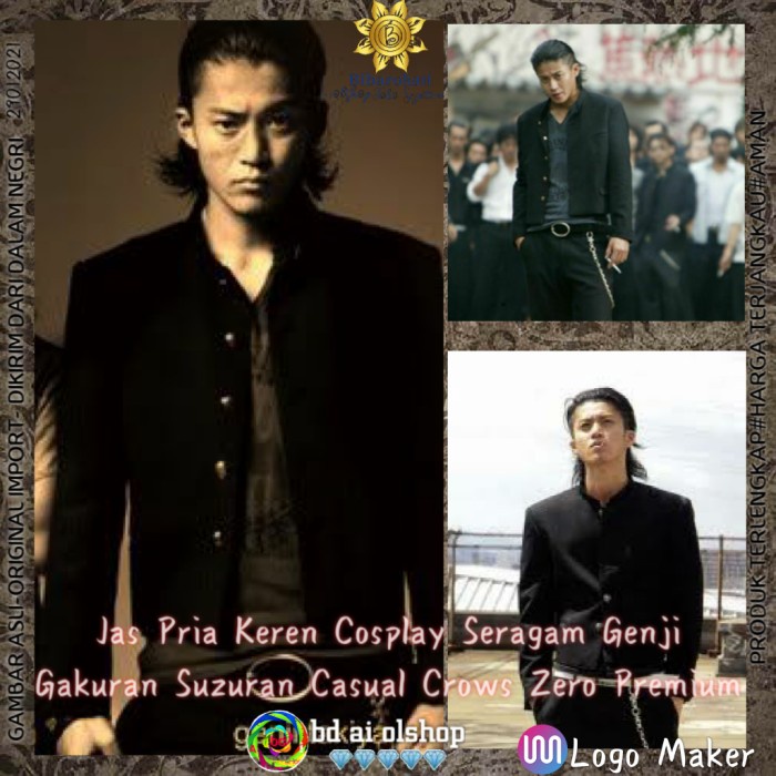 ชุดคอสเพลย์ผู้ชาย GENJI N SERIZAWA GAKURAN SUZURAN CROWS ZERO