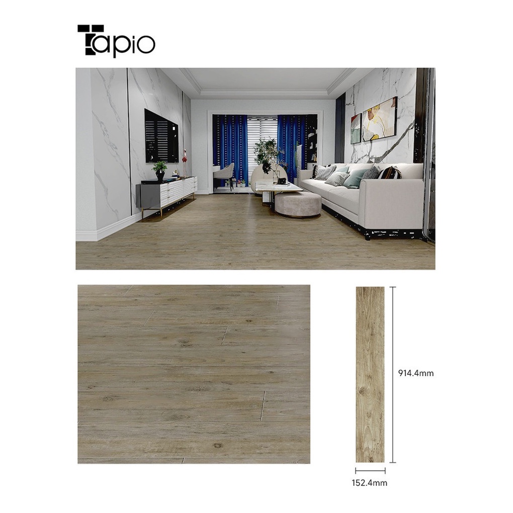 Tapio กระเบื้องยาง Dryback 152.4x914.4x2มม. รุ่นEKC005 Java Teak สีไม้สัก (16แผ่น/2.23ตร.ม.) A.