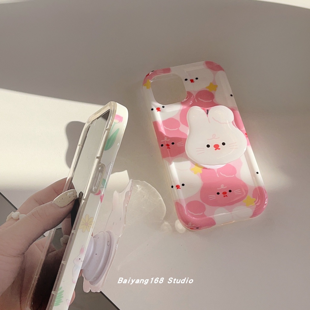เคส สำหรับ ไอโฟน เคสซิลิโคน สินค้าพร้อมส่งจากไทย สำหรับ Iphone 14 13 12 11 Pro max เคสกระต่ายหน้าชมพูขาว+ไอริงTPU-S1263 - รูปที่ 2