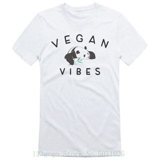 เสื้อยืดพิมพ์ลายแฟชั่น เสื้อยืดผ้าฝ้าย คอกลม พิมพ์ลายมังสวิรัติ Vegan Vibes Panda สําหรับผู้ชาย_07