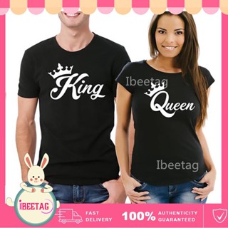 couple t shirt เสื้อคู่ลาย ชุดเสื้อยืดคู่รัก พิมพ์ลาย King Queen เหมาะกับของขวัญวาเลนไทน์ แฟชั่นฤดูร้อน สําหรับผู้ห_02