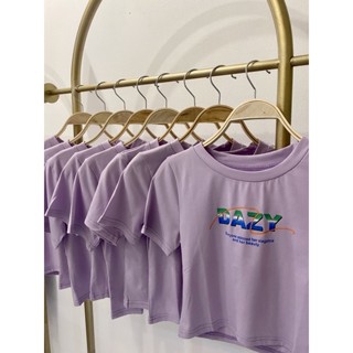 Y2K เสื้อครอป DAZY ผ้าคอตตอนผสมใส่สบาย