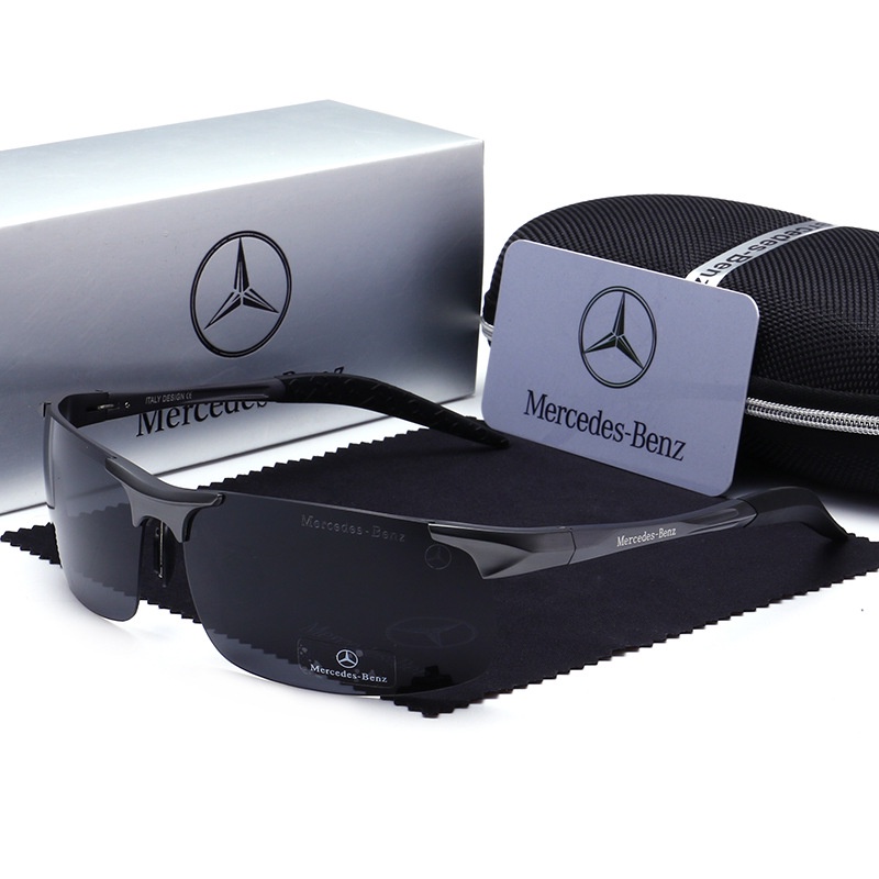 เลนส์โพลาไรซ์คุณภาพสูง แว่นกันแดด Mercedes-Benz, การออกแบบแบรนด์ขับรถอลูมิเนียมแมกนีเซียมครึ่งกรอบแว