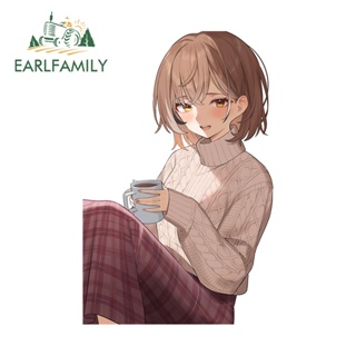 Earlfamily สติกเกอร์ไวนิล ลายการ์ตูนเด็กผู้หญิงน่ารัก ขนาด 13 ซม. x 8.4 ซม. สําหรับตกแต่งรถยนต์