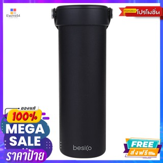 (HOME.ME) กระบอกน้ำสุญญากาศ 450 มล. รุ่น LOOP-045Y สีดำ  Vacuum Flask 450 ml. Model LOOP-045Y Blackจาน