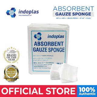 Indoplas Absorbent Gauze Sponge Pad Non-Sterile 4x4-8ply Pack of 100