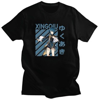 Xingqiu Genshin Impact Anime T-Shirt 80S Retro Vintage T-Shirt Black_03