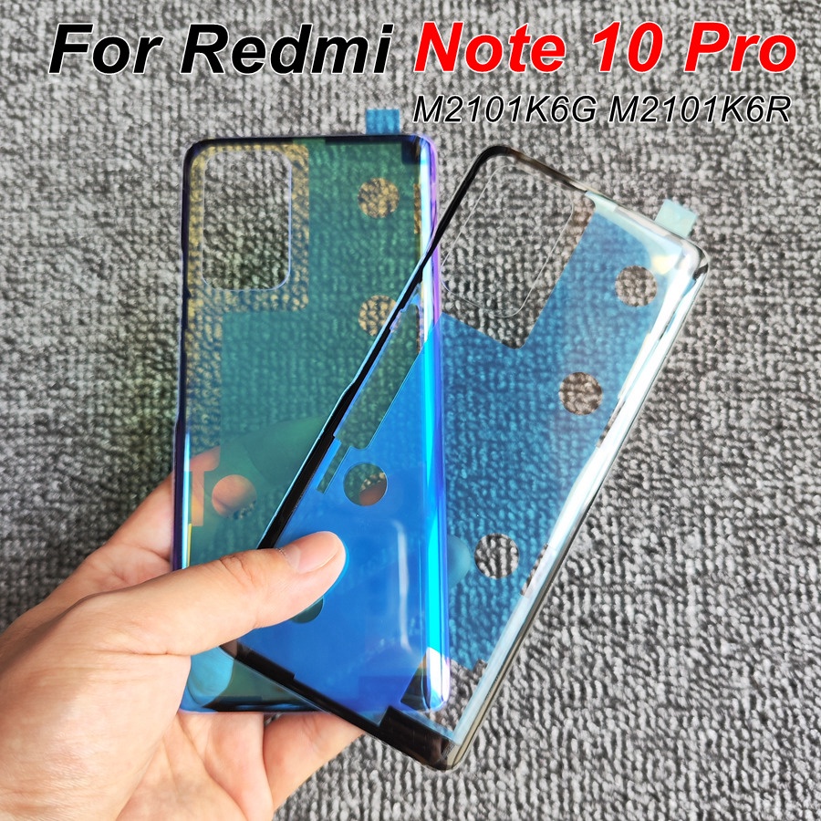 ฝาครอบแบตเตอรี่ กระจกใส พร้อมสติกเกอร์กาว แบบเปลี่ยน สําหรับ Xiaomi Redmi Note 10 Pro M2101K6G M2101