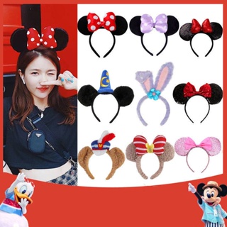 ที่คาดผม ประดับโบว์ ลายการ์ตูน Disney Mickey Minnie StellaLou LinaBell สําหรับผู้หญิง