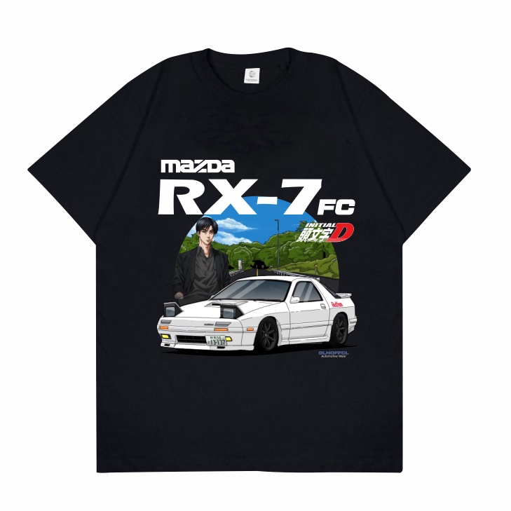 Gilan อะนิเมะเสื้อยืด INITIAL D TAKAHASHI RYOSUKE MAZDA RX-7 FC3S ยานยนต์เสื้อยืด