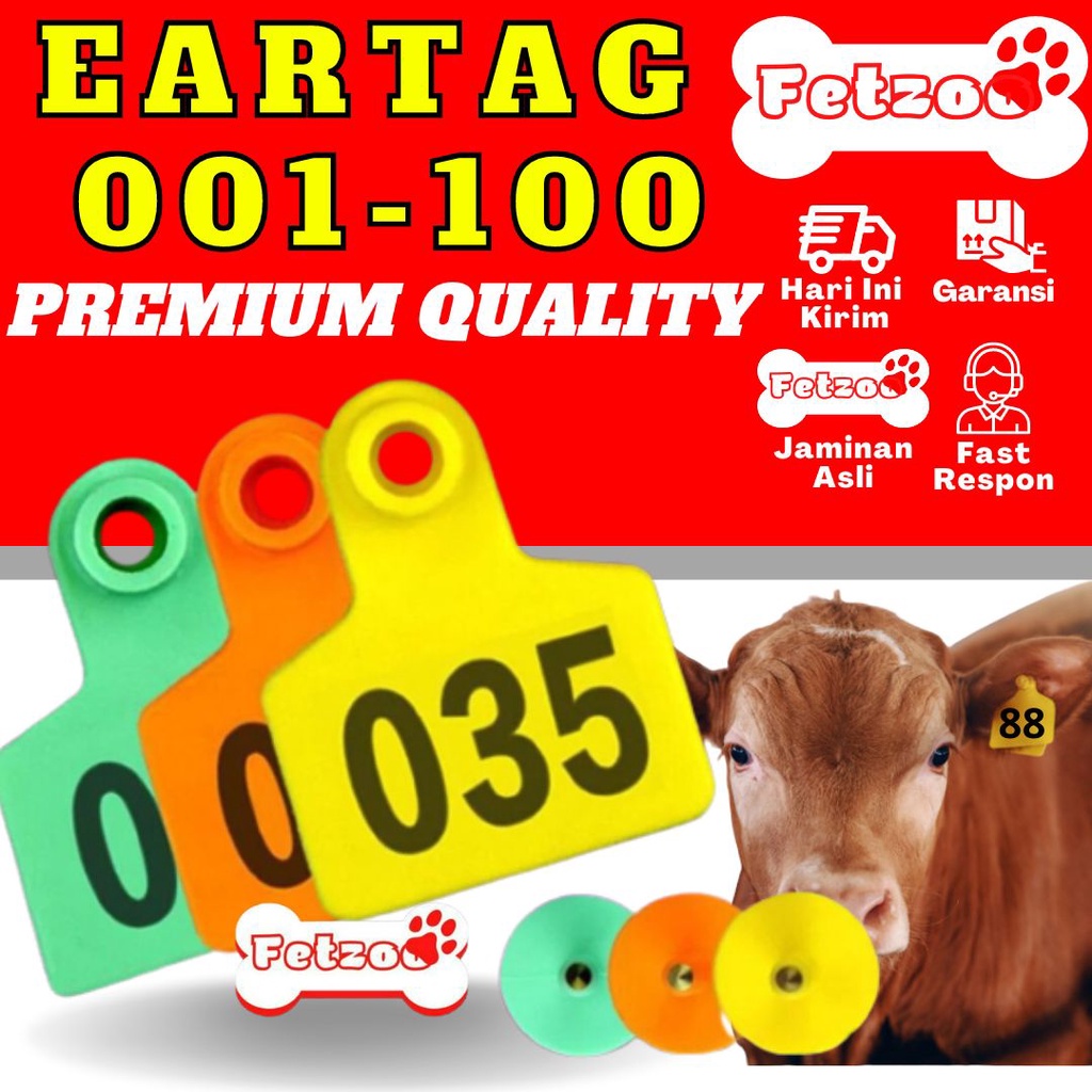 แท็กหูหมายเลขต่อ 100 Eartag ปศุสัตว์แพะวัวแกะหมูม้า Buffalo ETC สามารถเป็นสร้อยคอเครื่องหมายสัตว์ FE