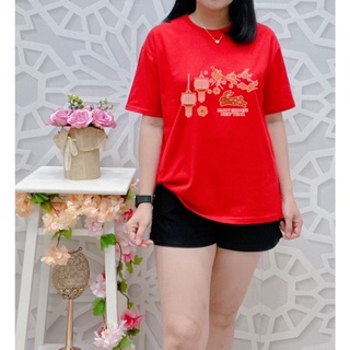 [S-5XL]ผ้าฝ้าย 100% เสื้อยืด พิมพ์ลายปีใหม่จีน RABBIT GONG XI FA CHAI UNISEX