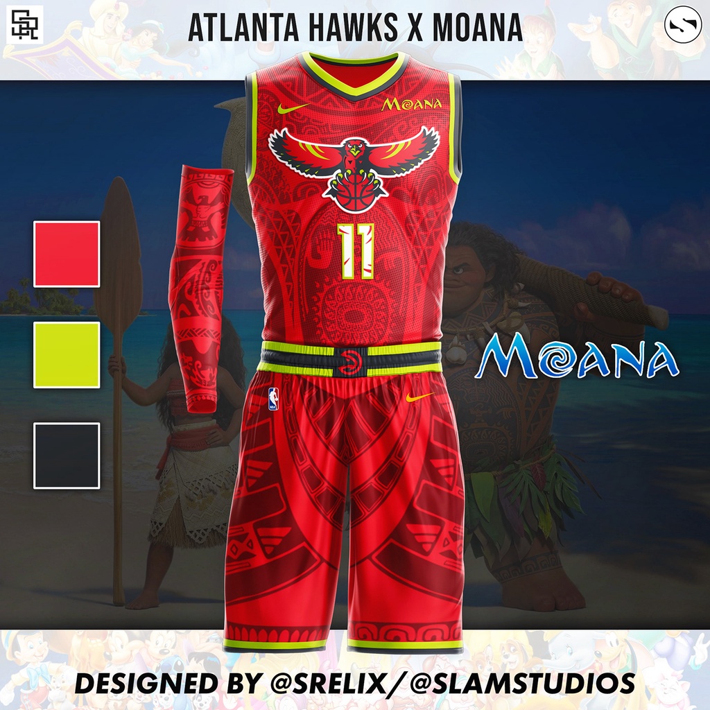 เสื้อกีฬาบาสเก็ตบอลแขนสั้น ระบายอากาศได้ดี ลาย NBA × Disney Atlanta Hawks Trae Young