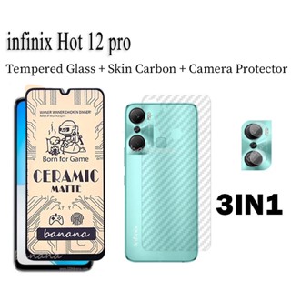 (3in1) ฟิล์มเซรามิก แบบนิ่ม สําหรับ infinix Hot 12 pro 12i 12 play 11 play 10 play 11S nfc infinix note 12 G96 G88 note 12 pro 4G 5G