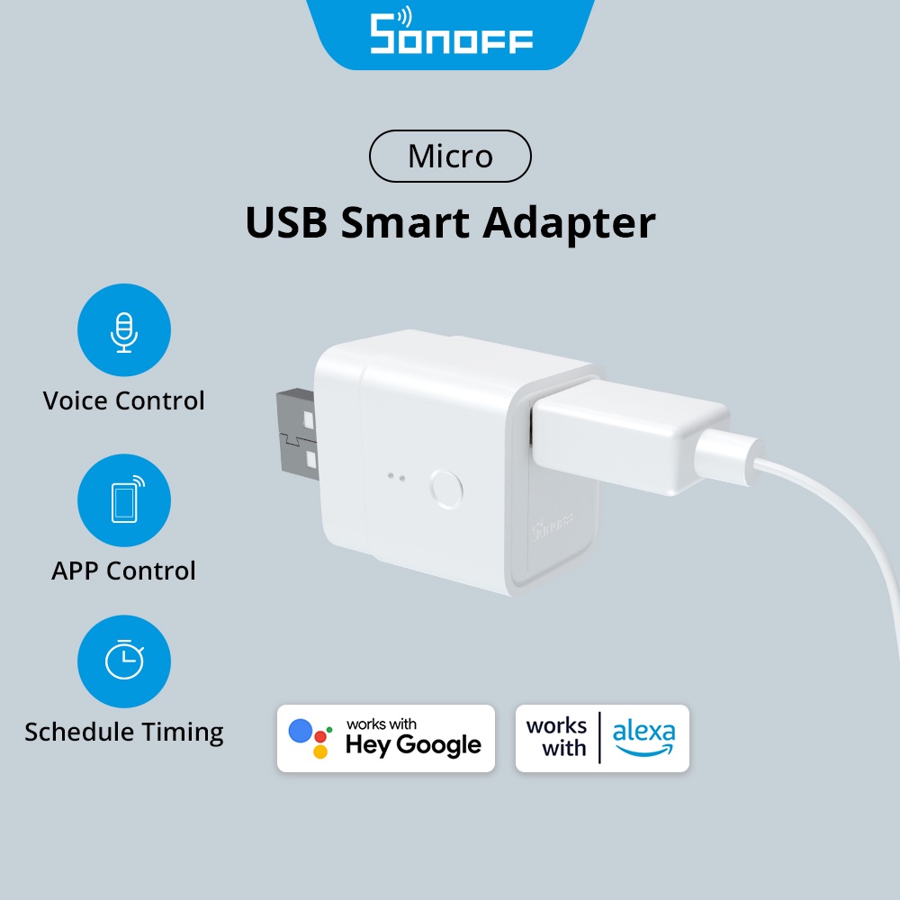 Sonoff อะแดปเตอร์ไฟ USB ไร้สาย DC 5V 2.5A ตั้งเวลาได้ สําหรับพัดลมตั้งโต๊ะ สมาร์ทโฟน