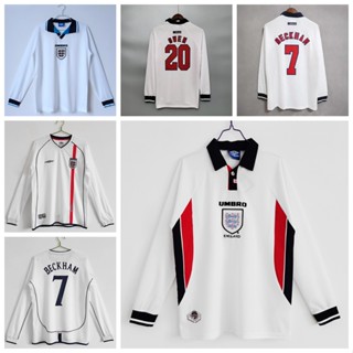 เสื้อกีฬาแขนยาว ลายทีมชาติฟุตบอลชั้นนํา David Beckham Owen Ashley Cole 1996 1998 2002 ชุดเหย้า สไตล์อังกฤษเรโทร