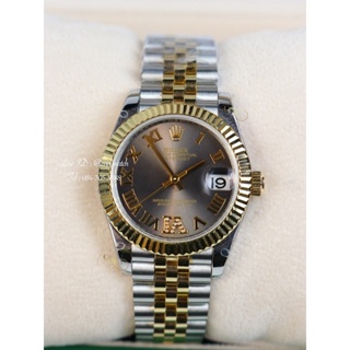 Rolex Datejust 31 mm. 2tone yellow gold Dark grey roman automatic swiss movement