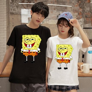 Spongebob Ready Stock Korean Couple Short-sleeved T-shirt Round Neck Student Wild Shirt 6770_02