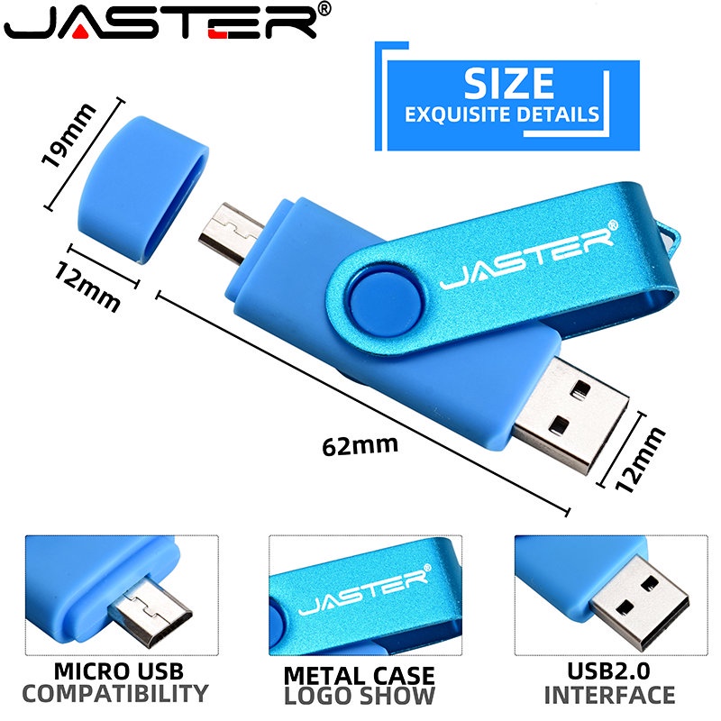 Jaster OTG แฟลชไดรฟ์ USB 64GB 3in1 TYPE-C หน่วยความจํา USB 2.0 32GB (โลโก้ฟรี 1 ชิ้น) 16GB ฟรีพวงกุญแจ ดิสก์ U 8GB 4GB