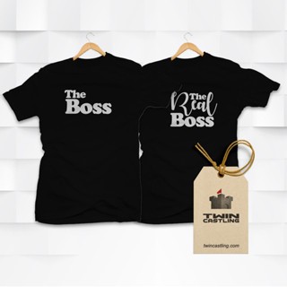 The Boss &amp; Real Boss - Two Shirts -  Couple Set T-shirts - Black White Cotton_05