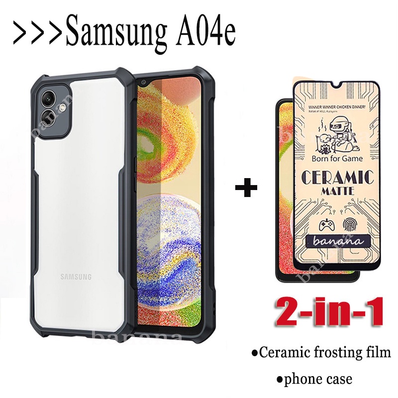 2in1 Samsung Galaxy A04 A04E A04S A 04 A0 4 A06 A16 เคสโทรศัพท์อะคริลิค + ฟิล์มฝ้าเซรามิก