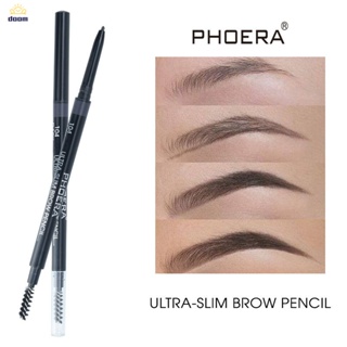 Phoera ดินสอเขียนคิ้ว แบบสองหัว 5สี ที่ปัดคิ้ว ธรรมชาติ ติดทน กันน้ำ Not Blooming Eyebrow Pencil Waterproof Sweatproof ไม่ซีดจาง 【Doom】