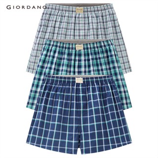 GIORDANO กางเกงบ๊อกเซอร์ ผ้าฝ้าย Mens Cotton boxers (3pcs/pack) 01179139