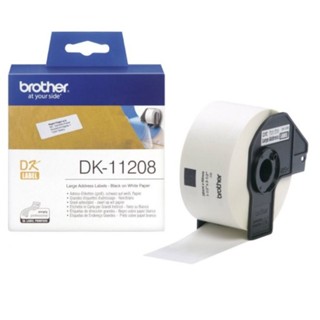 Brother DK-11208 DK TAPE ฉลากกระดาษขนาด 38 มม x 90 มม พื้นสีขาว อักษรสีดำ (400 ชิ้น)