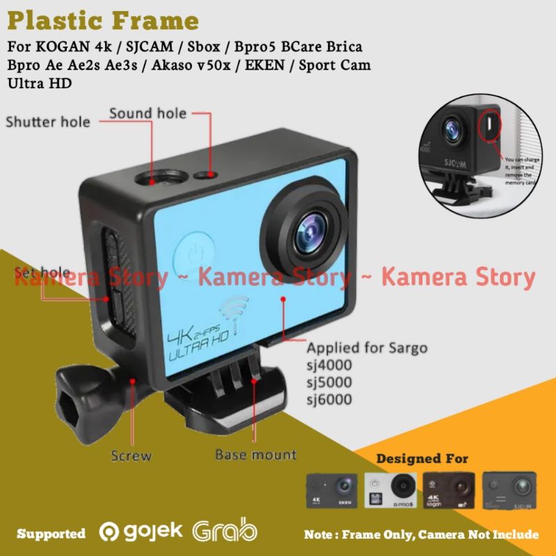 กรอบพลาสติกพร้อมหัวเข็มขัดตะขอและสกรูนิ้วหัวแม่มือสําหรับ KOGAN 4k / SJCAM / Sbox / Bpro5 BCare Bric