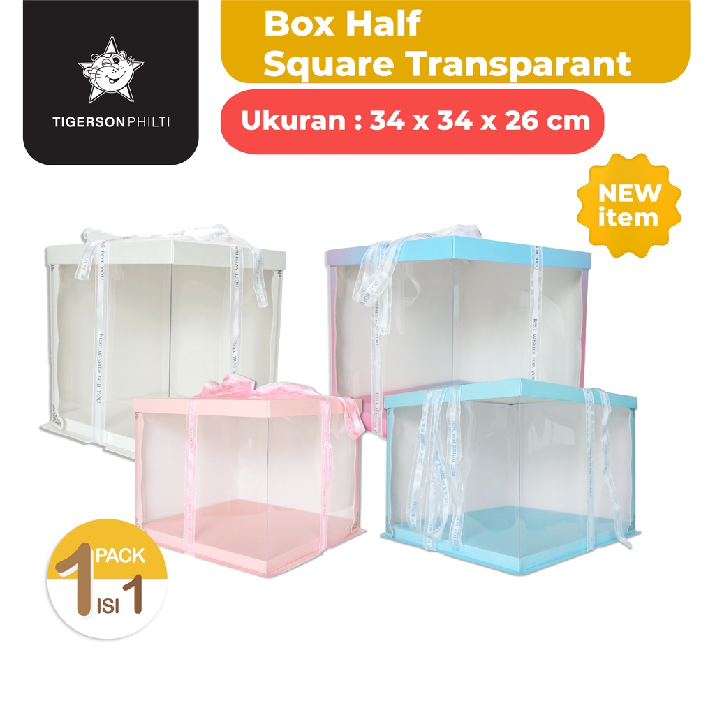 กล่องเค้ก Half Transparent Square Mica/ บรรจุภัณฑ์เค้ก 34x34x26 cm
