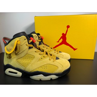 ขายดี Travis Scott x Air Jordan 6 Retro รองเท้าบาสเก็ตบอล สีดํา สีเหลือง AJ6 CN1084-300