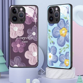 เคสโทรศัพท์มือถือกระจกนิรภัย ลายดอกไม้ สําหรับ Apple iPhone X Xr Xsmax 11 12 13 14 Pro Max
