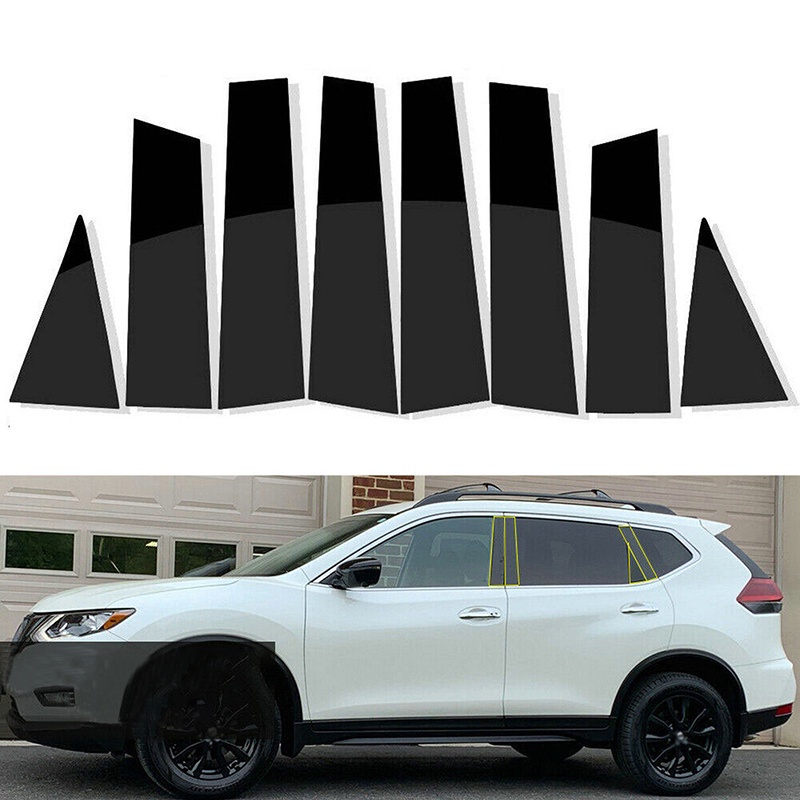 สีดําประตู Trim ฝาครอบสติกเกอร์เสาโพสต์สําหรับ Nissan X-Trail Rogue T32 2014-2020 ตกแต่งหน้าต่างรถยน