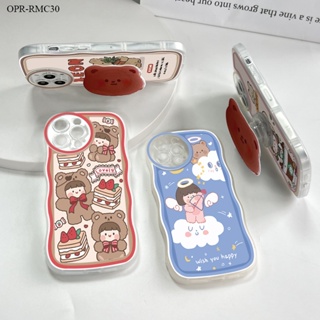 Realme C35 C33 C30 C31 เคสเรียวมี สำหรับ Case Lovely Girl Bear With Holder เคส เคสโทรศัพท์ เคสมือถือ Protective Shell Shockproof Casing Full Back Cover Soft Silicone Cases