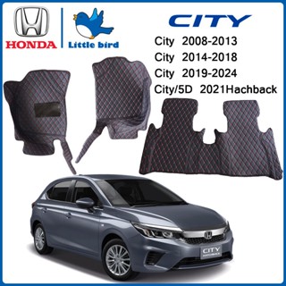 little bird พรมปูพื้นเข้ารูปรถยนต์ Honda City 5D Hachback 2008-2024 ( หนังแท้ PVC12สี ) พรมปูพื้นรถยนต์ พรมรถยนต์