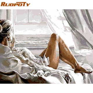 Ruopoty ภาพวาดสีน้ํามันอะคริลิคบนผ้าใบ ตามตัวเลข 60x75 ซม. 50x65 ซม. 40x50 ซม. สําหรับตกแต่งบ้าน