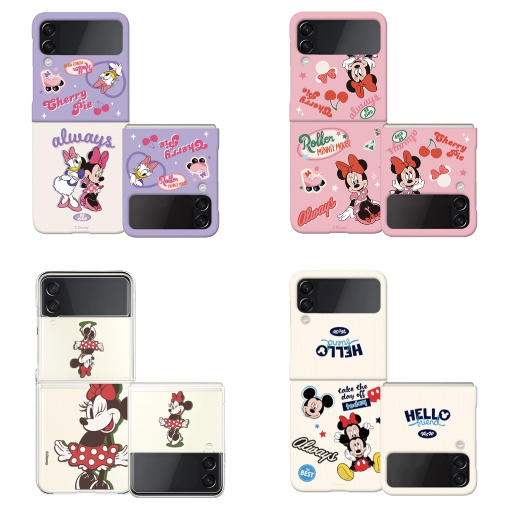 Disney mickey minnie Clear / color hard character case for Galaxy Z Flip 3 4 / flip4 friends daisy donald duck pink cute lovley couple caisng