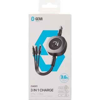 COINSคืน15%⚡FB9JMZV6⚡ S-GEAR สายชาร์จ 3 IN 1 CA001 CABLE 3IN1 1.2M ประกันสินค้า 2 ปี