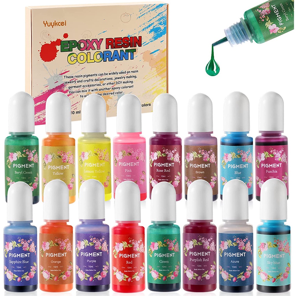 ✹❈❇Epoxy Resin Colorant 16 สี Epoxy Resin Pigment,Epoxy Resin Liquid Dye for Resin Art, AB Resin Col