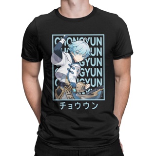 Men Chongyun Genshin Impact Anime Game T Shirts Pure Cotton Clothes Crazy Short Sleeve Round Neck Tee Shirt Gift Id_03