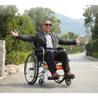 สต็อคมาเพิ่มแล้ว วีลแชร์ รถเข็น ผู้ป่วย เหล็กชุบ พับได้ พร้อมเบรคมือ Standard Foldable Wheelchair ║รับประกัน 1 ปี รถเข็น