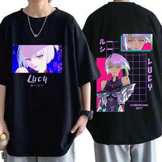 Lbfu 【พร้อมส่ง】เสื้อยืดแขนสั้น พิมพ์ลายกราฟิกอนิเมะ Cyberpunk Edgerunners Lucy สไตล์ฮาราจูกุ แนวสตรีท โอเวอร์ไซซ์ ส_12