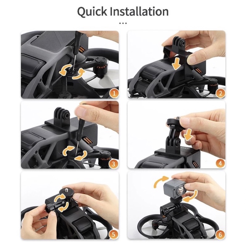 Sunnylife Sports Camera Holder Drone Light Bracket Lamp for DJI Avata for ACTION 2/ Insta360 GO3