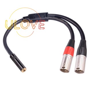 แจ็คสเตอริโอ ตัวเมีย 3.5 มม. เป็นปลั๊กตัวผู้ Dual-XLR 3 Pin แยก Y 3.5 มม. เป็น 3Pin XLR Y ไมโครโฟน