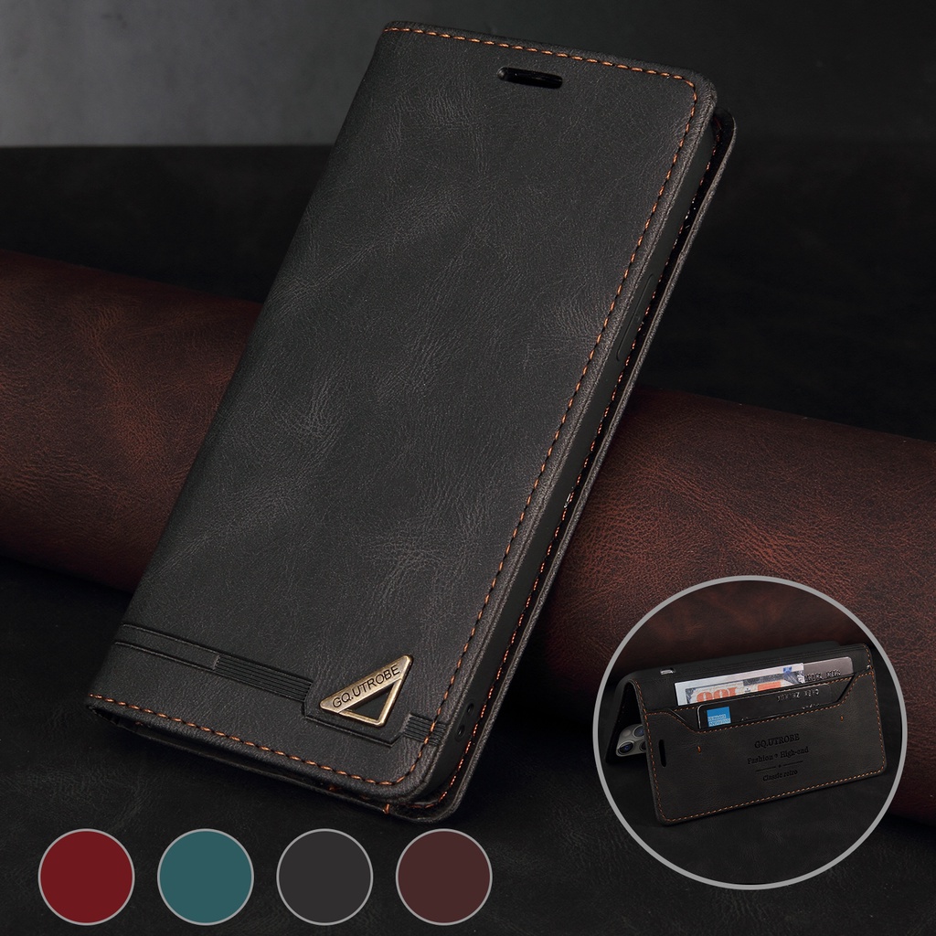เคส Case for iPhone 11 Pro Max 7 8 6 6s Plus ไอโฟน SE 2020 2022 SE2 SE3 X XS XR เคสฝาพับ เคสเปิดปิด โทรศัพท์หนัง TPU นิ่ม ฝาพับแม่เหล็ก พร้อมช่องใส่บัตร สไตล์เรโทร สําหรับ Metal Logo Leather Case Flip Cover Magnetic Wallet ฝาพับหนัง