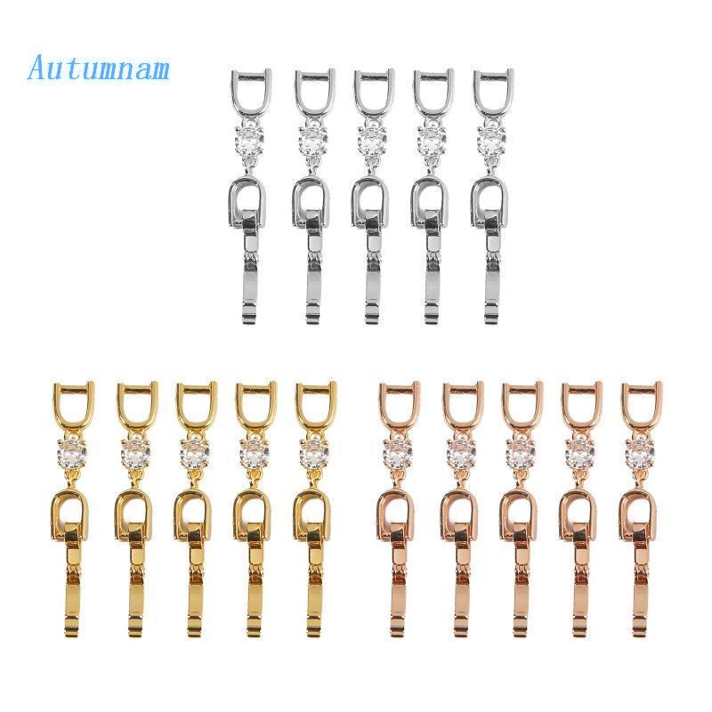 Autu ตะขอต่อขยาย แบบพับได้ 3 สี สําหรับทําเครื่องประดับ สร้อยข้อมือ สร้อยคอ 5 ชิ้น
